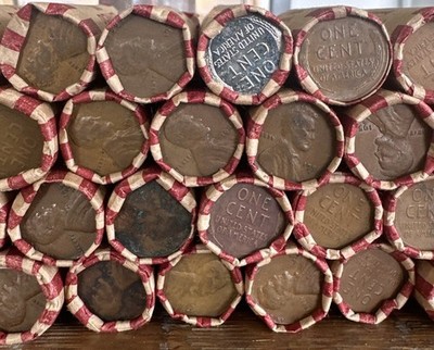 50 Wheat Pennies Roll 1909 to 1958 Find Old US Cents