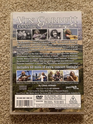 SIGNED Vin Garbutt Teeside Troudadour: Documentary (DVD, 2011) PAL REGIONS ONLY - Picture 3 of 4