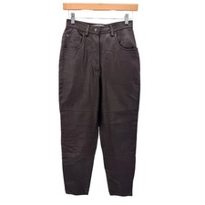 Valerie Stevens Sport Leather Pants Womens 4 Brown Straight Leg Lined Vintage