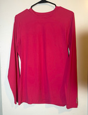 FIGS Palmer Ribbed Long Sleeve Underscrub Womens Large Hot Pink Fuchsia Top