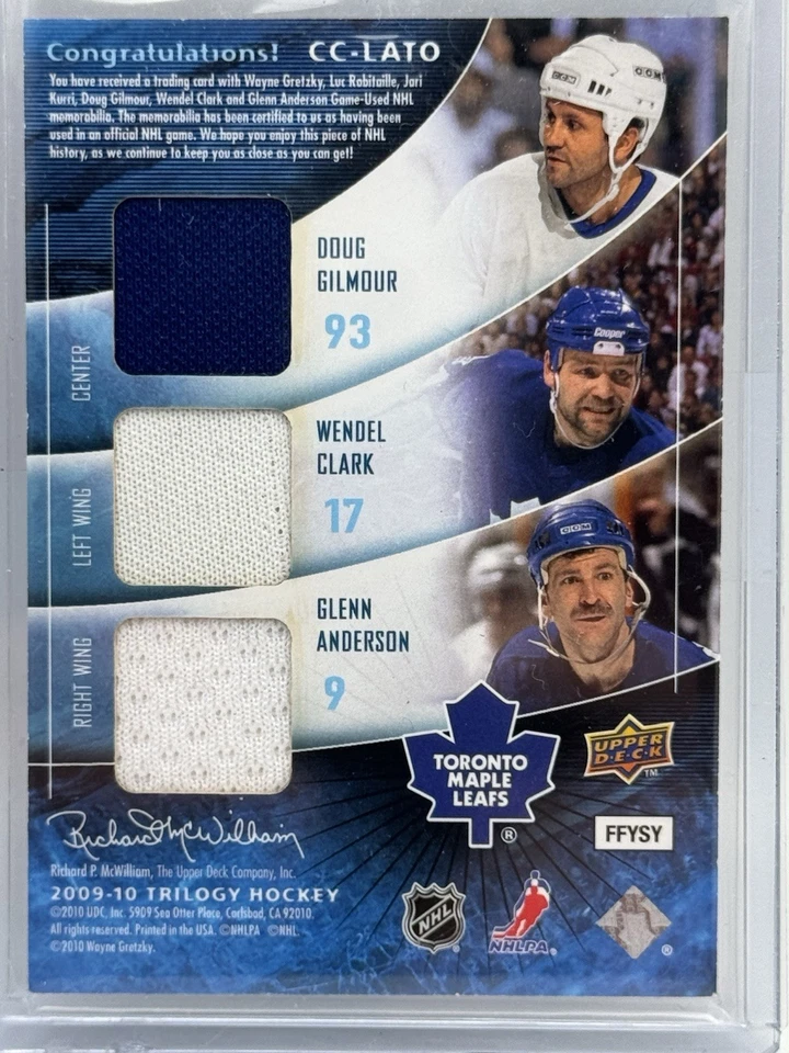 2009-10 Trilogy Classic Confrontations Wayne Gretzky Wendel Clark Luc Robitaille - Image 2 of 2