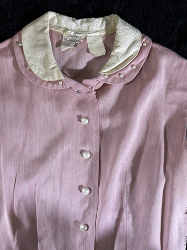 Vintage 50s Women’s Junior Shop Pink Dress w/ Pearl Trim & Pockets by Aldens XS - Picture 2 of 15