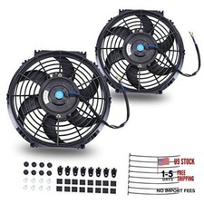 10'' Inch Slim Fan Push Pull Electric Radiator Cooling 10 Inch-2 Pieces Black