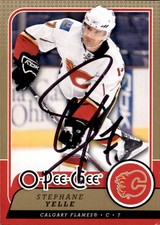 Stephane Yelle Signed Auto 2008-09 O-Pee-Chee card Calgary Flames