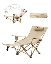 Reclining Camping Chair with Foot Rest, 4-Position Adjustable Folding Lounge ...