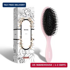 Boar Bristle Hair Brush for Women Men Kid with Cushion, Anti Static Paddle Hairb