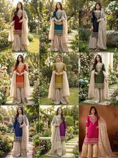 PUNJABI SHARARA PLAZZO SALWAR KAMEEZ SUIT WOMEN READY MADE DESIGNER WEDDING EID