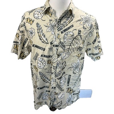 Wes and Willy UCF Knights Mens Tan Tropical Hawaiian Button Down Shirt Large