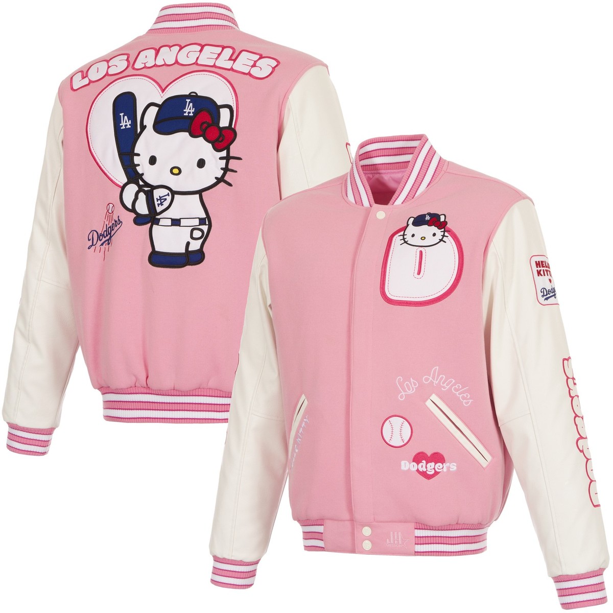 Men's JH Design Pink Los Angeles Dodgers x Hello Kitty Reversible
