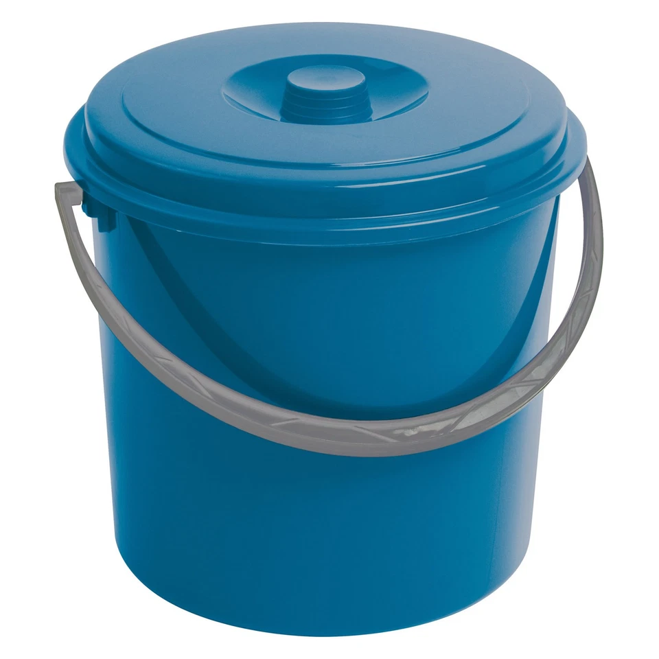 Seau Curver 16L bleu avec couvercle et poignée - Photo 1/1