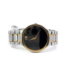 Movado Classic Museum Watch 20.1.19.1502 Black Dial 2 Tone Stainless Mens Swiss