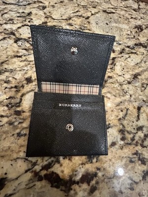 BURBERRY Coin Case Nova Check Black Leather