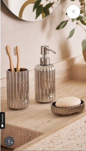 ❀ڿڰۣ❀ HOUSE OF RITUALS Silver VERREZ Glass SOAP DISH TRAY & TOOTHBRUSH HOLDER ❀ - Picture 2 of 17