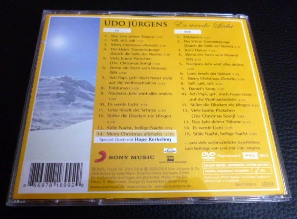 CD+DVD Udo Jürgens Leise Es Werde Licht Weihnachten Christmas TOPP ZUSTAND - Bild 2 von 3