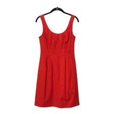 J Crew Suiting Dress Womens Size 2 Orange Pleated Sleeveless Pockets Shift