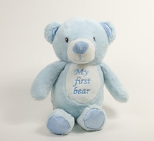 Kellytoy Blue "My First Bear" 9" Teddy Bear Plush Animal Rattle Satin Feet Ears