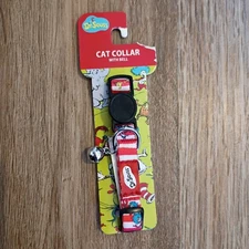 NEW Fetch For Pets DR. SEUSS THE CAT IN THE HAT Stripes W/Bell Adult Cat Collar