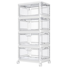 Clear Storage Bins with Lids - 4 Tier 23qt Plastic Stackable Bins