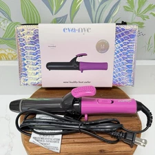 EVA-NYC MINI HEALTHY HEAT CURLER 1.1" Ceramic Barrel Curling Iron MOONDUST + Bag