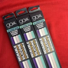 GOsili 12 X-long Extra Long Size Silicone Straws - Reusable,  3x 4-Pack Purple