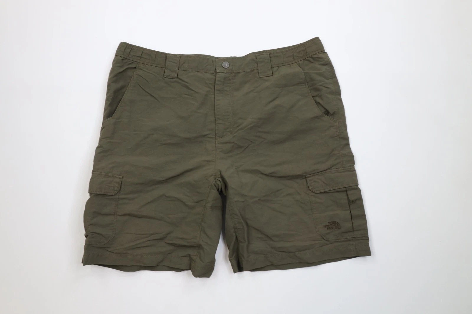 Vintage Y2K The North Face Mens XL Spell Out Outdoor Trekking Cargo Shorts Green