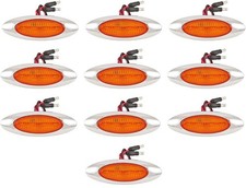 4-1/8" Amber/Red Led Side Marker Lights 4 LED Chrome Surface Mount with Bulle...