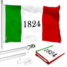 Combo Pack: 6 Ft Tangle Free Spinning Flagpole (Silver) & Alamo 1824 Flag