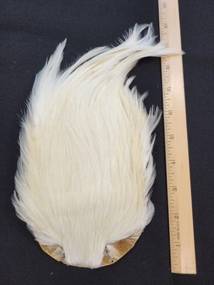 Lot 7,  Top Quality Dyed WHITE India Rooster Streamer Neck Cape Feathers