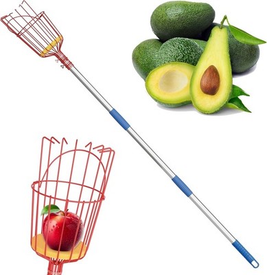 Fruit Picker, 8 Ft Long Fruit Picker Pole with Basket Telescoping, Apple Fruit T