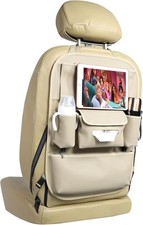 Large Leather Car Seat Organizers Backseat Protector Kick Mats Beige