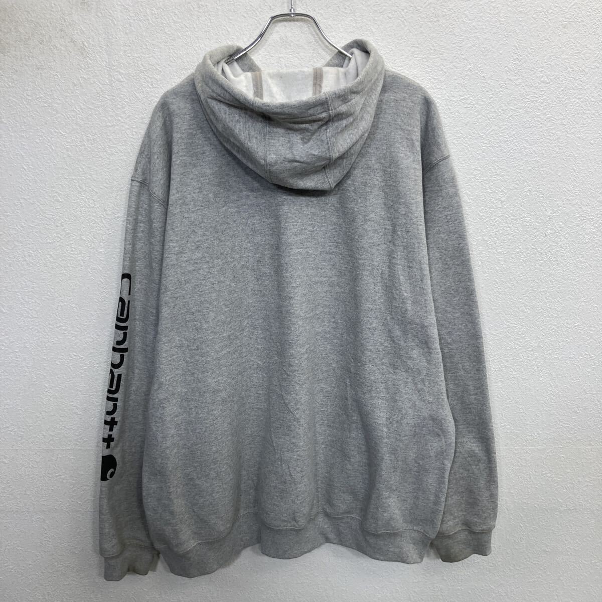 Used Carhartt Logo Sweat Hoodie 2XL Light Gray Pullover Hoodie with Amazon Logis thumbnail 6