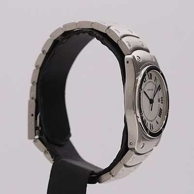 Cartier Santos Cougar MM W20027K1 Quartz White Dial Round Roman Men's Watch Auth