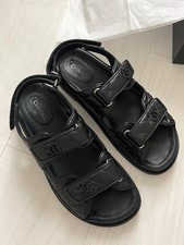 Chanel Black Leather Dad Sandals 40/7uk Used