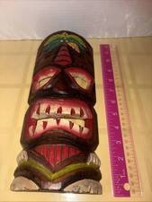 12x5  indonesian wooden carved tiki mask,hanger on back