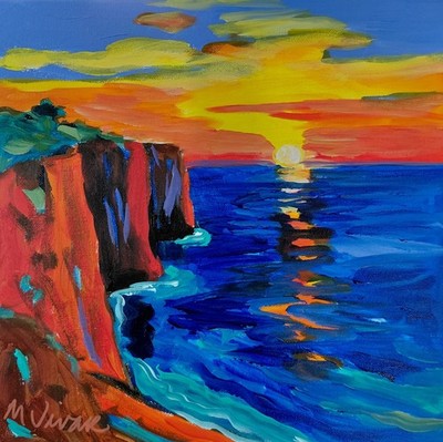 MONA VIVAR 12x12 Hand - Painted Landscape Acrylic Art - Canvas Wall Decor