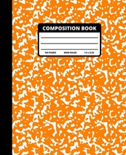 Composition Notebook: Orange Marble Wide Ruled Marbled - 100 Pages - for Teens,