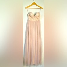 NWT BLUSH PINK MANIJU TULLE STRAPLESS FORMAL DRESS SIZE SMALL