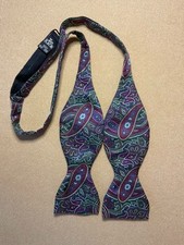 Tie Rack 100 Silk Men's Bow Tie Deep Red Purple Green Paisley