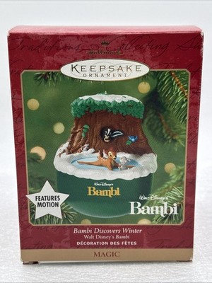 2001 Hallmark Magic Ornament Disney Bambi Discovers Winter Motion