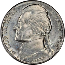 1969-D Jefferson Nickel – Brilliant Uncirculated (BU) – Denver Mint
