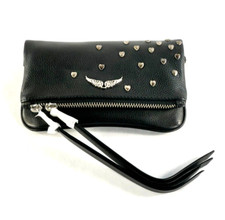 Zadig & Voltaire Black Leather Rock Hearts Clutch/purse. Brand New With Bag.
