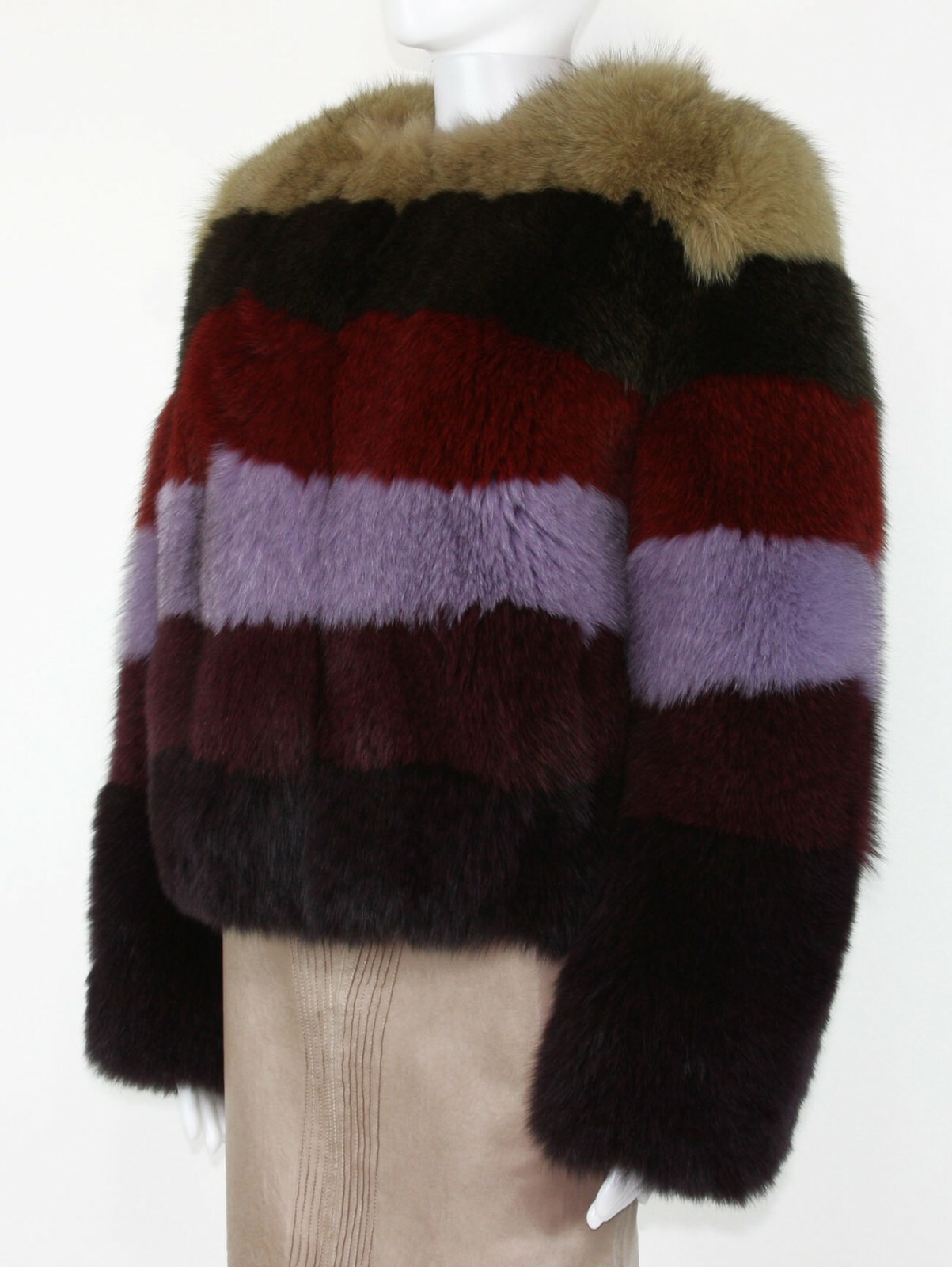 New ETRO $12560 100percent FOX Multi Color Fur Jacket It 42 - US 6 image 3