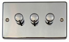 Image of G&H CC523 Polished Chrome 3 Gang 1 or 2 Way LED Dimmer Switch