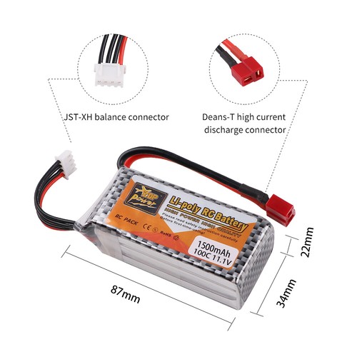 ZOP Power 3S LiPo Battery 1500mAh 11.1V 100C T Plug for RC Car Airplane Toy Game - Bild 7 von 7