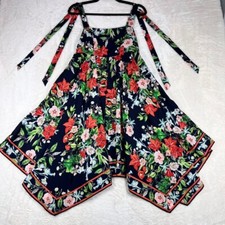 Eliza J. Dress Womens 8 Blue Floral Print Flare Strap Zip Coctail Pockets