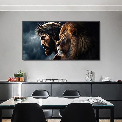 God Jesus Christ And Lion Wall Art Canvas Painting Posters and Prints - Picture 3 of 4