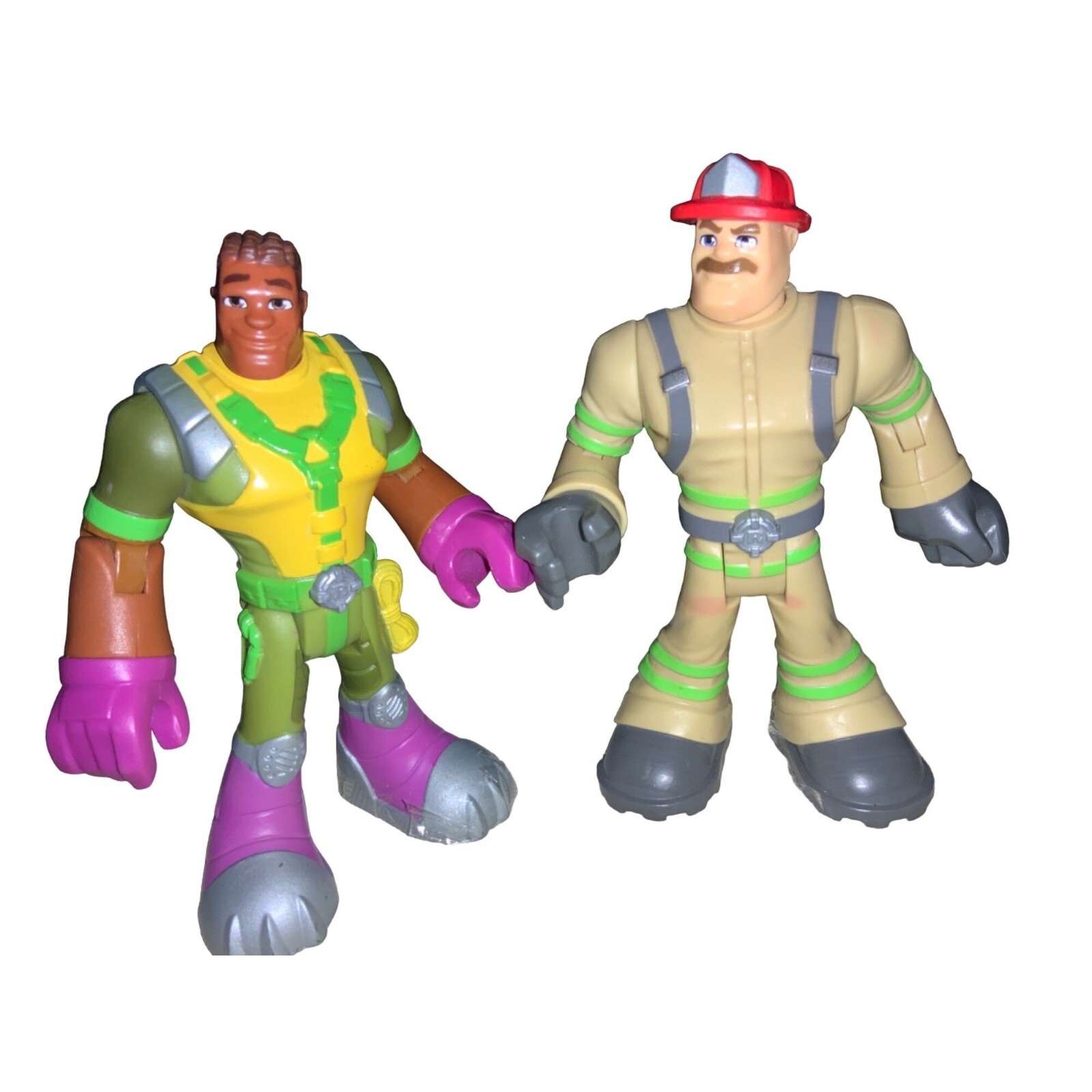 Rescue  Heroes Rocky Cayon and Fireman Action Figures Bundle of 2
