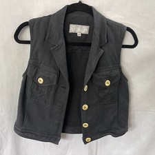Dorothy Schoelen Platinum Black Button Up Vest Size 4