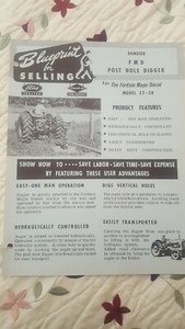 Vintage Blueprint For Selling Ford FMD Post Hole Digger