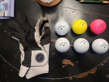 Six Nice Callaway Golf Balls  ML Footjoy Used Golf Glove